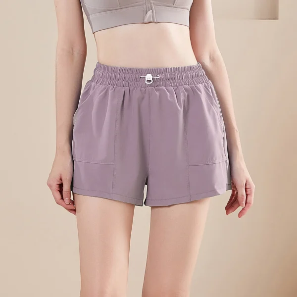 Women Summer Quick Dry Running Fake Two Pieces Anti-Glare Fitness High Waist Casual Yoga Pants