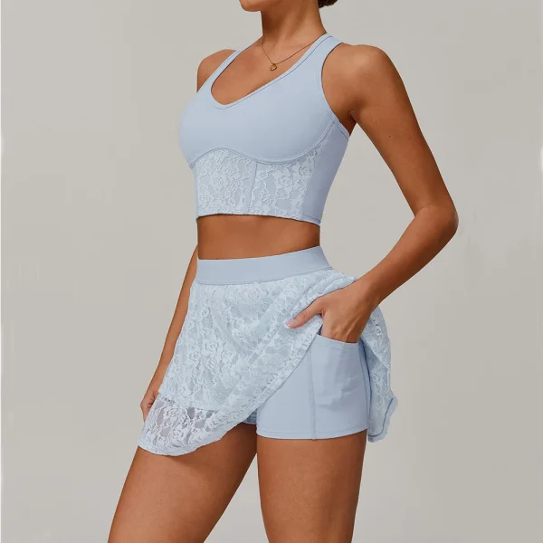 2 Pieces Women's Yoga Set Sexy Sport Bra High Waist Sports Short Skirt Gym Clothes