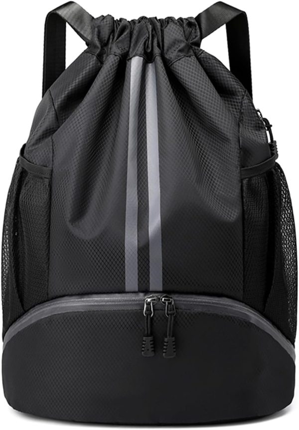 Drawstring Backpack Gym Bag with Shoes Compartment